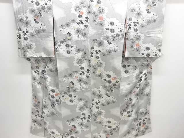 大正ロマン　雲取りに草花模様織り出し着物